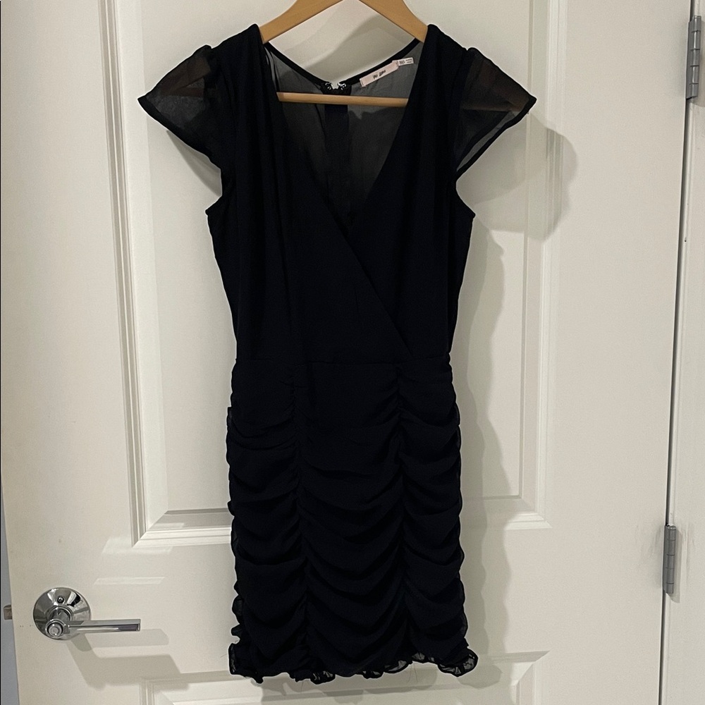 Elegant Black Ruched Dress